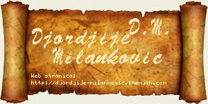 Đorđije Milanković vizit kartica
